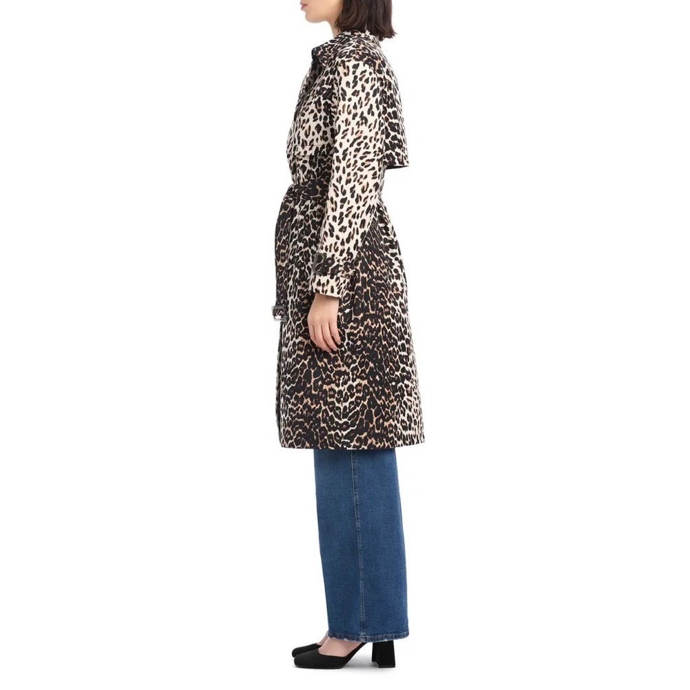 NWT!! KATE SPADE New York Leopard Belted Longline Double Breasted Trench Coat XL - Picture 5 of 16